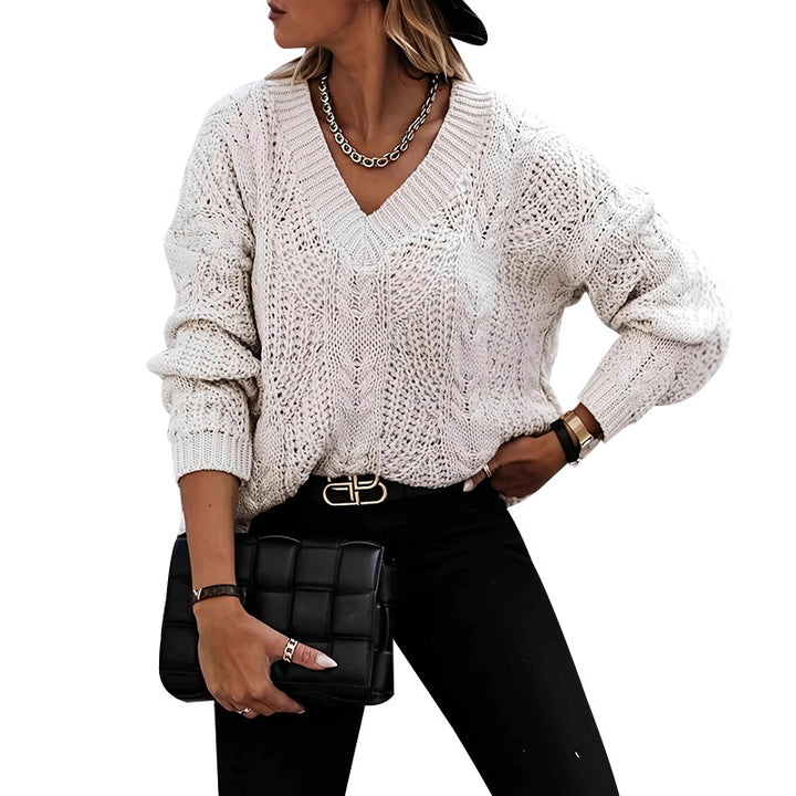 Dame Oversized V-Udsnit Strikpullover Stilla