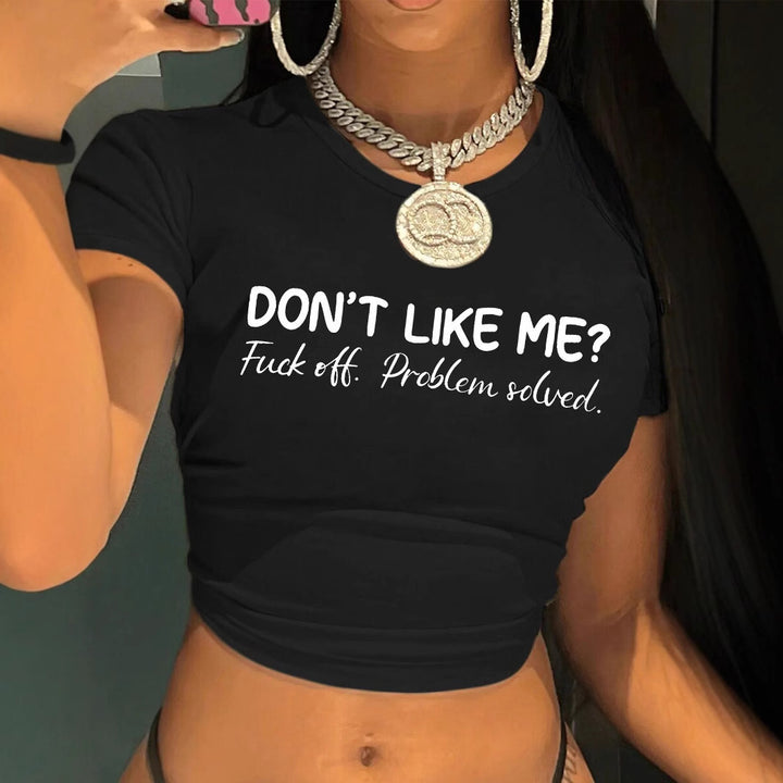 Dame T-shirt med kunstnerisk statement-tryk og tætsiddende snit Skovae