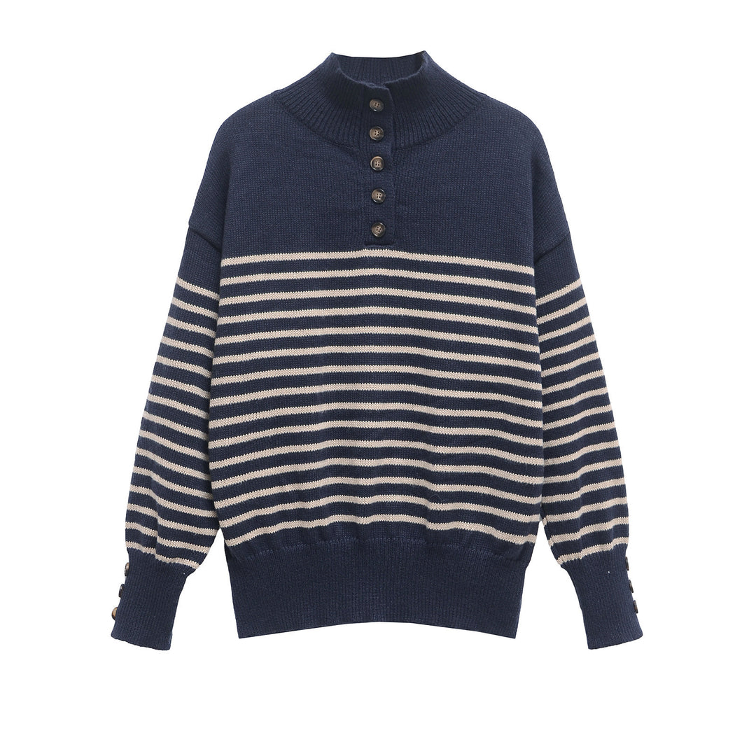 Femme Knap-Down Strikpullover Stilla