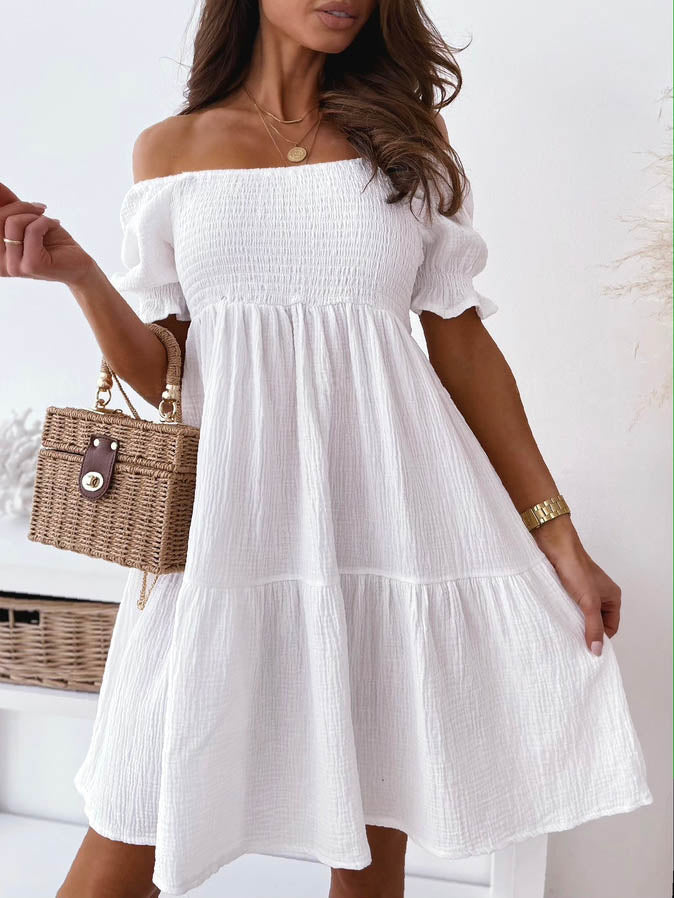 Stilla | Off Shoulder Korte Ærmer Løs Mini Kjole