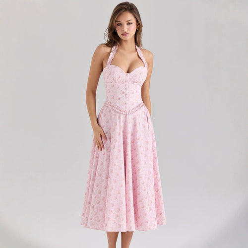 Dame bryllupsdresses med buet halsudskæring og blomstermotiv