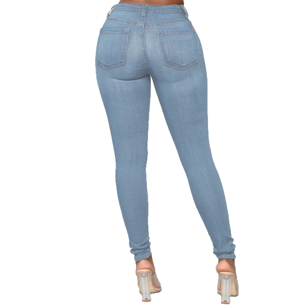 Dame Skinny Jeans med høj talje og figursygende stræk Stilla