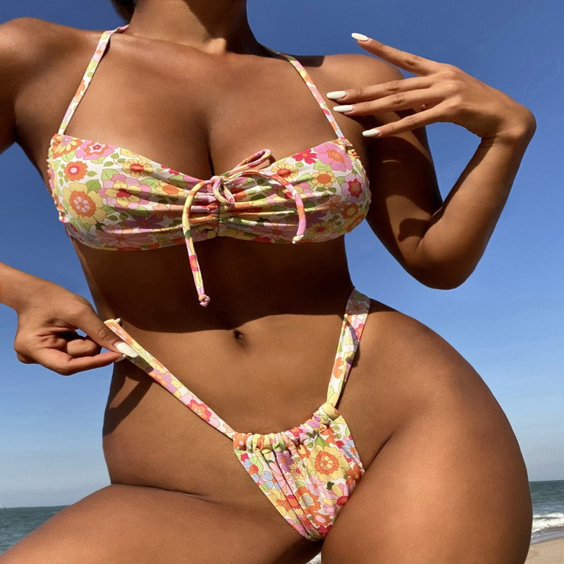 Dame blomster mønster bandeau bikini Skovae