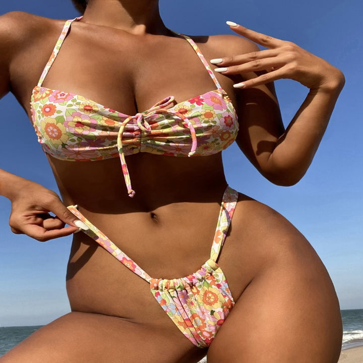 Dame blomster mønster bandeau bikini Skovae