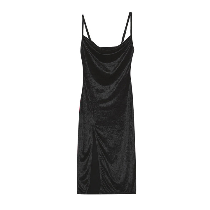 Femme Skinnende Cowl Hals Maxi Kjole med Sideslids Stilla