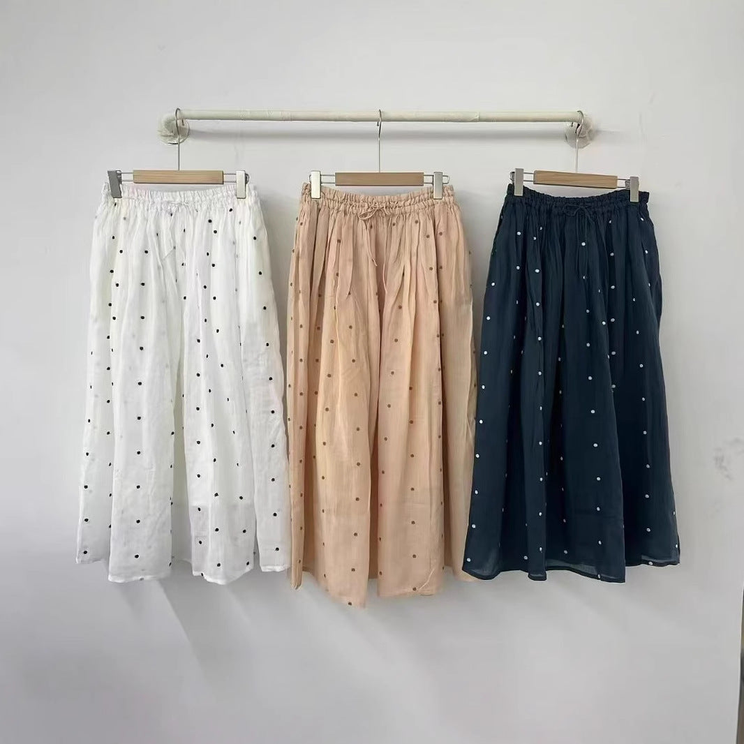 Femme Polka Dot Maxi Skirt med elastisk talje Stilla