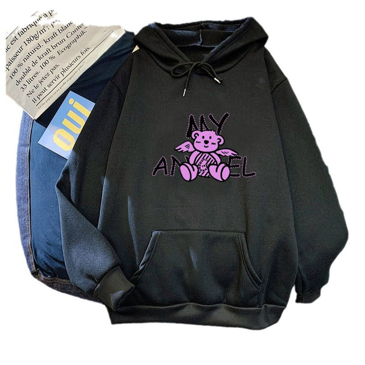 Kvinders hoodie med sødt engel bjørn design Skovae
