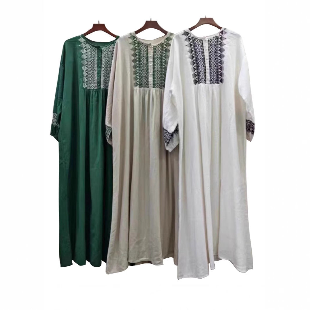 Femme Etisk Broderet Kaftan Kjole Stilla