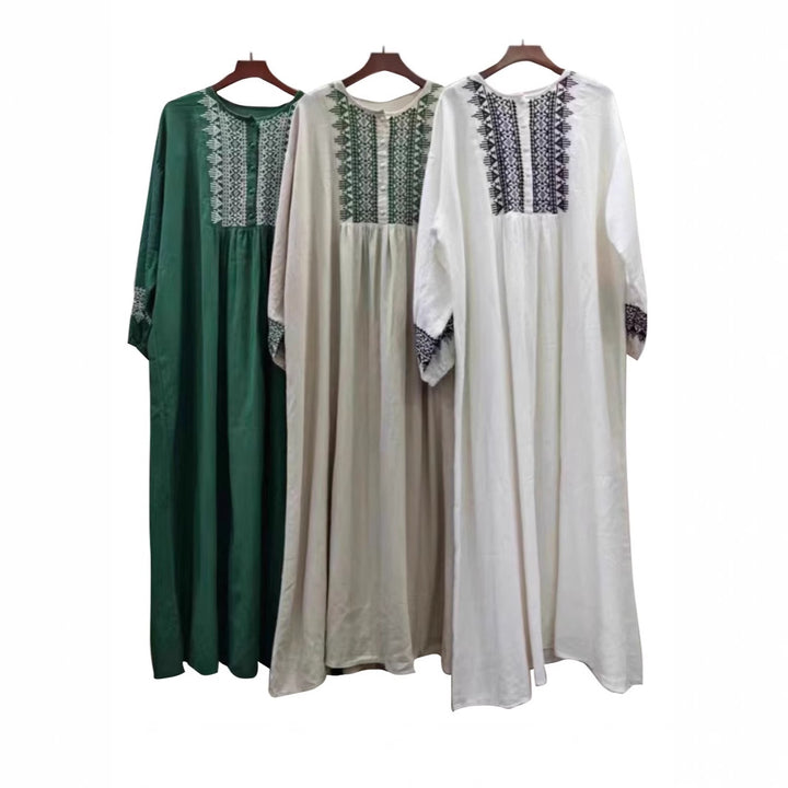 Femme Etisk Broderet Kaftan Kjole Stilla