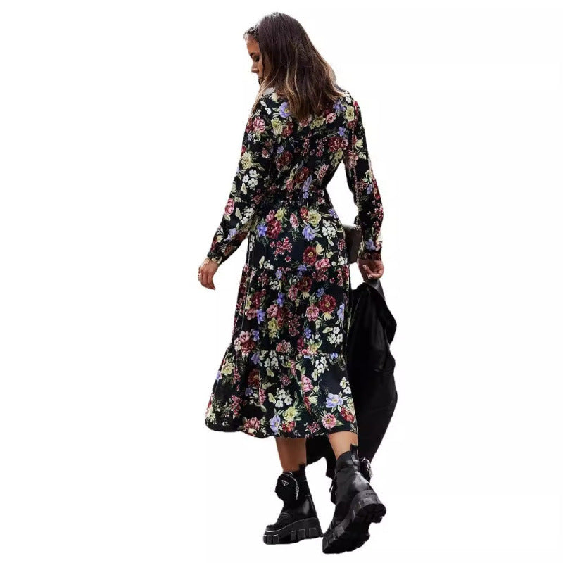 Dame Floral Print Maxi Kjole med høj slids Stilla