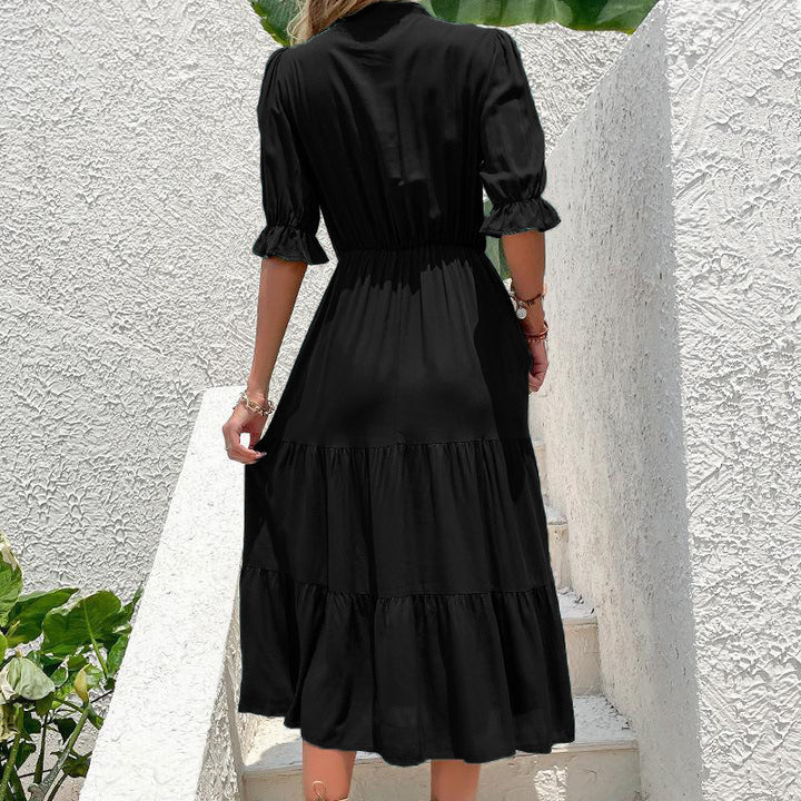 Dame Elegante Rynkede Midi Kjole Stilla