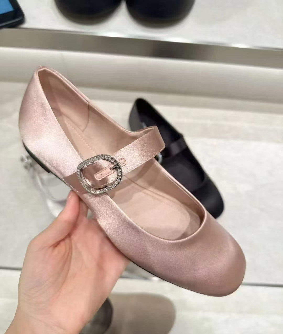 Dame Elegante Mary Jane Ballerinaer med strass spænde Stilla
