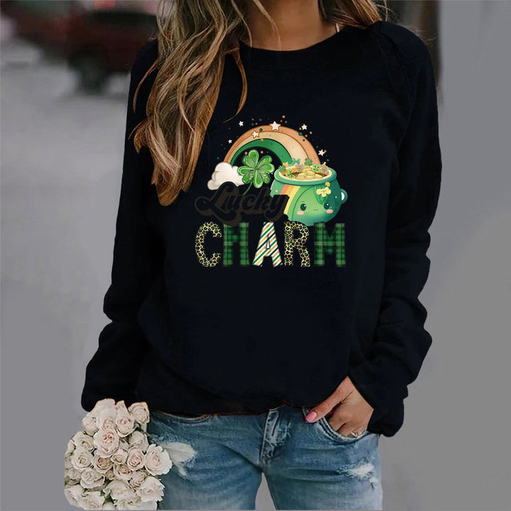 Kvinders sweatshirt med kreativt heldig motiv Stilla