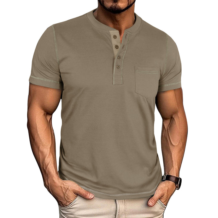 Herrer Korte ærmer Henley-shirt med moderne design og praktisk brystlomme Stilla