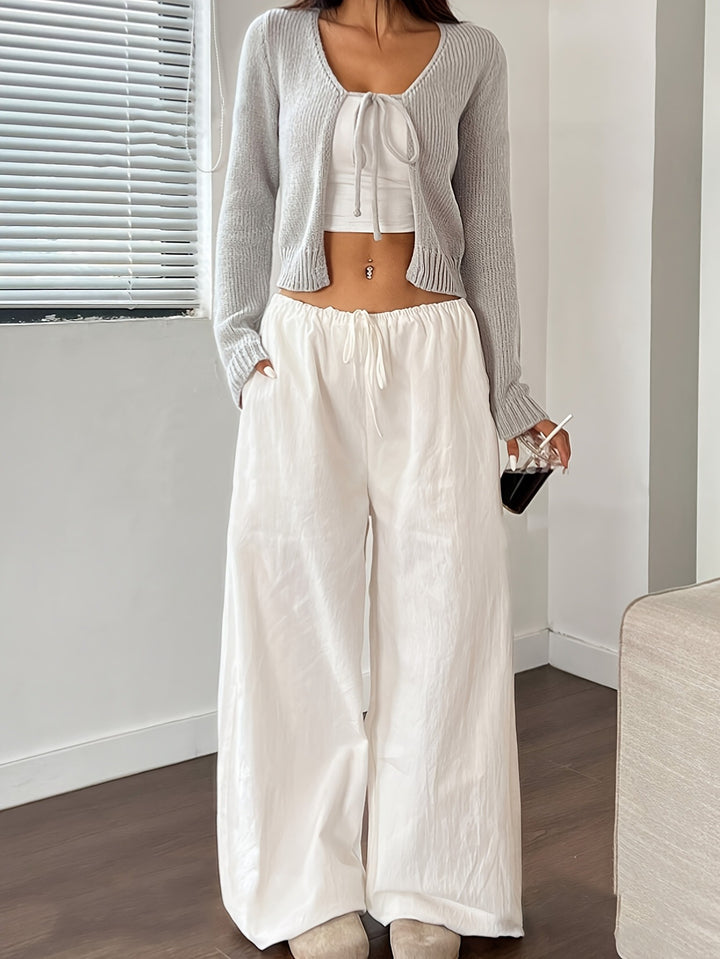 Femme Cropped Åben Frontstrikjakke Stilla