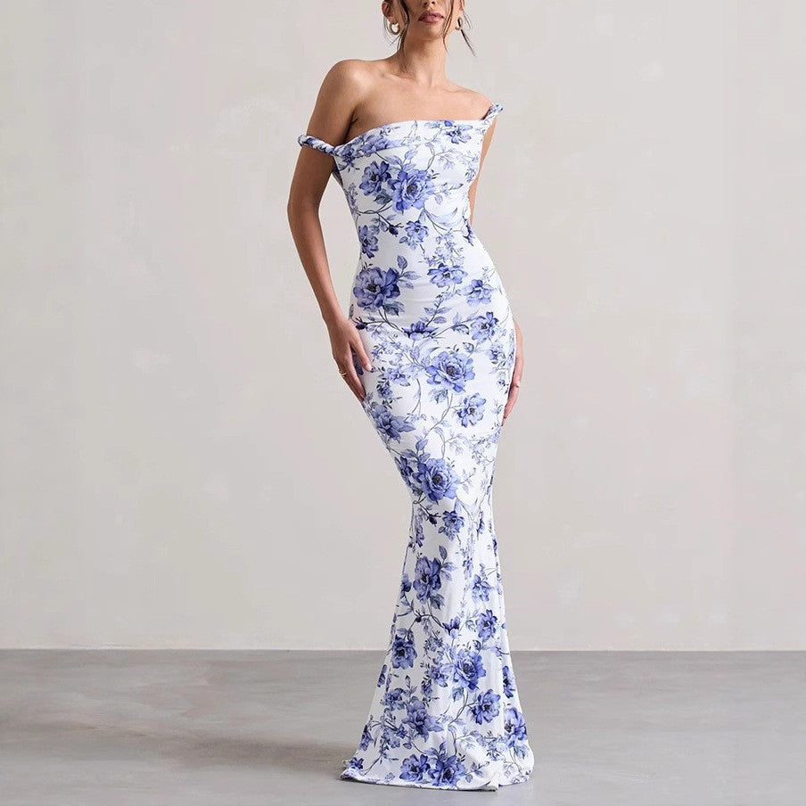 Dame Off-Shoulder Leopardmønster Maxi Kjole Stilla