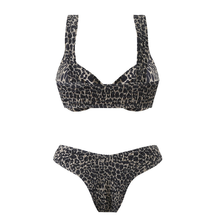 Damer Triangel-Bikini-Sæt med moderne indpakningsdesign og elastiske stropper Stilla