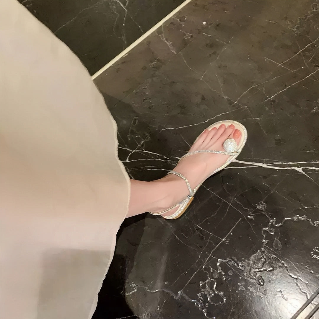 Damernes Elegante med Rhinsten-pyntede Rutsch-sandaler Stilla