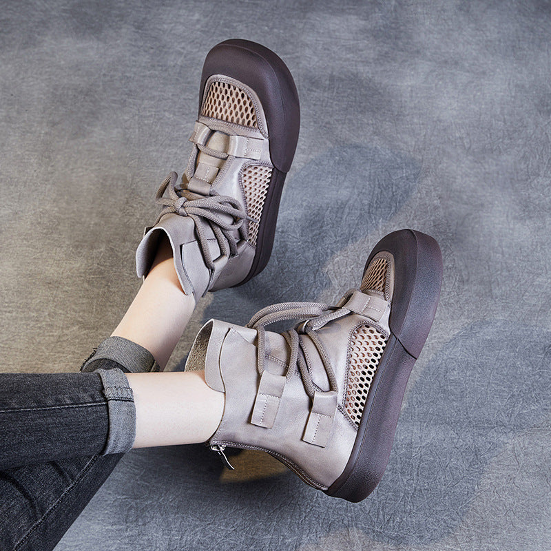 Dame mode High-Top Sneakers med mesh-indlæg og justerbare stropper Stilla