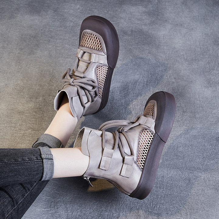 Dame mode High-Top Sneakers med mesh-indlæg og justerbare stropper Stilla