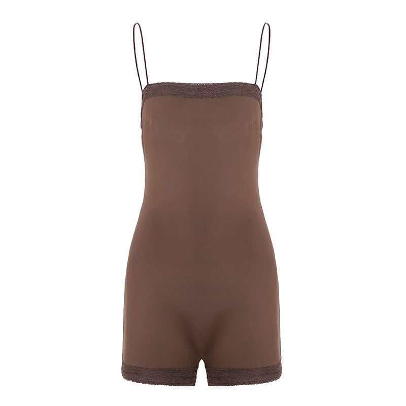 Dame ærmeløs bodystocking med spidsudsmykninger Skovae