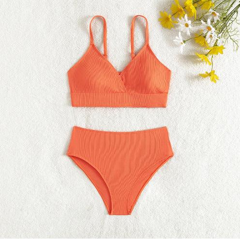 Dame bikini sæt med raffineret ribdesign og høj talje Stilla