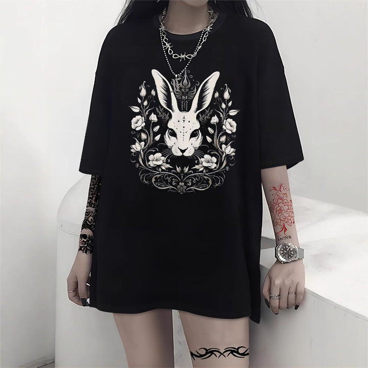 Dame Oversized T-shirt med dekorativt sløjfemotiv Skovae