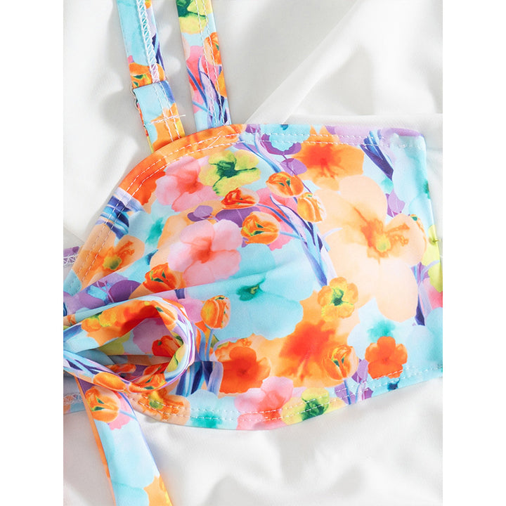 Dame Floral Print Høj Talje Bikini Sæt Stilla