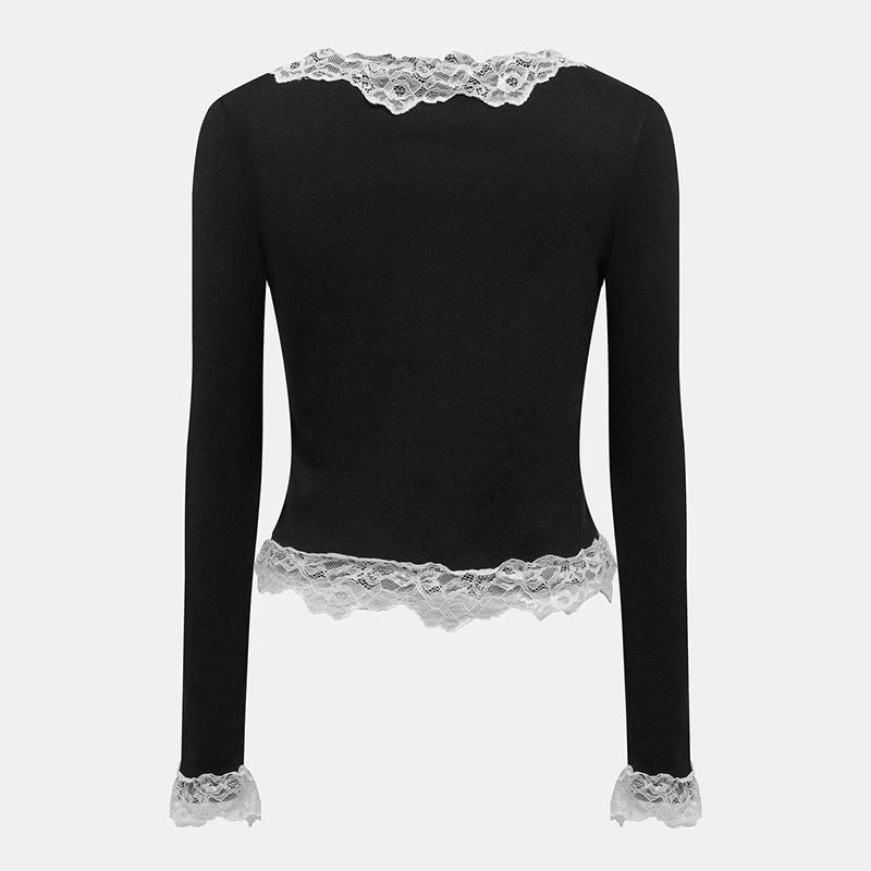 Kvinder Elegant top med dekorative blondedetaljer Stilla