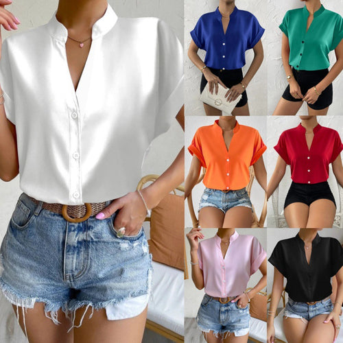 Dame Chic Mandarinkrave Bluse Stilla