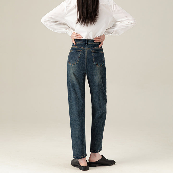 Dame højtaljerede denim-bukser med afslappet pasform og praktiske lommer Stilla