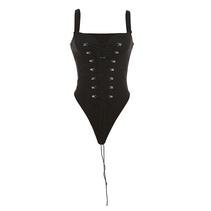 Dame one-piece badedragt med sofistikerede snøre detaljer Skovae