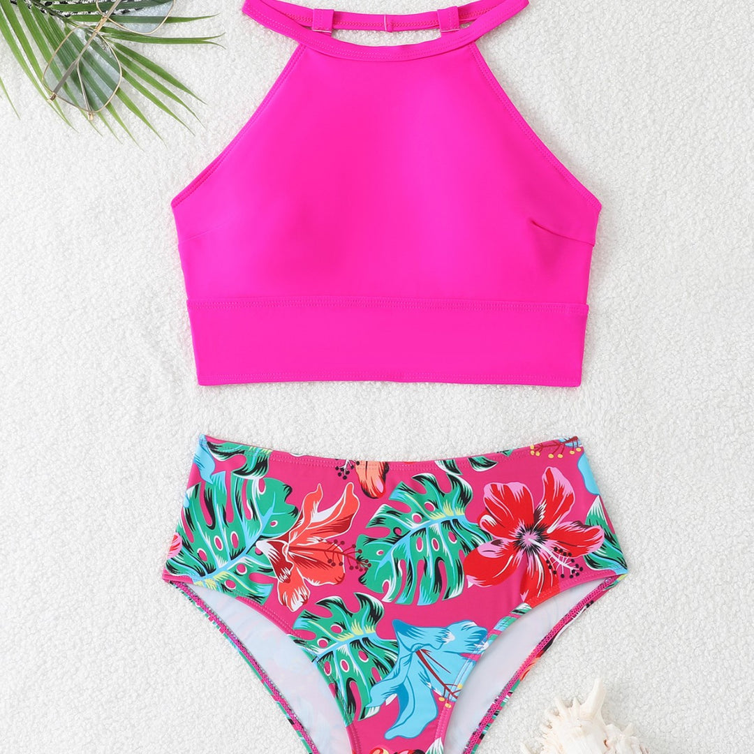 Dame Højkrave Floral Bikini Sæt Stilla