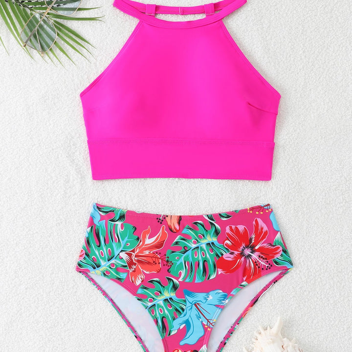 Dame Højkrave Floral Bikini Sæt Stilla