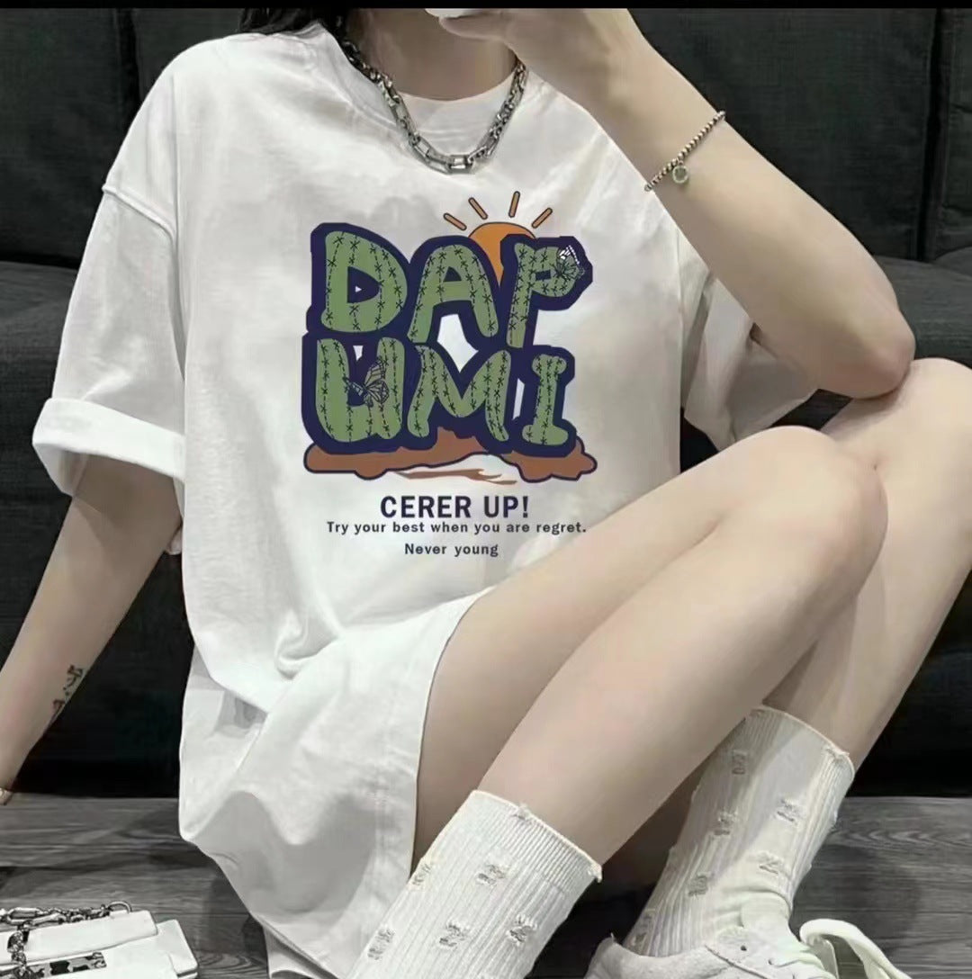 Dame Oversized T-Shirt med kreativ statementtryk og afslappet pasform Stilla