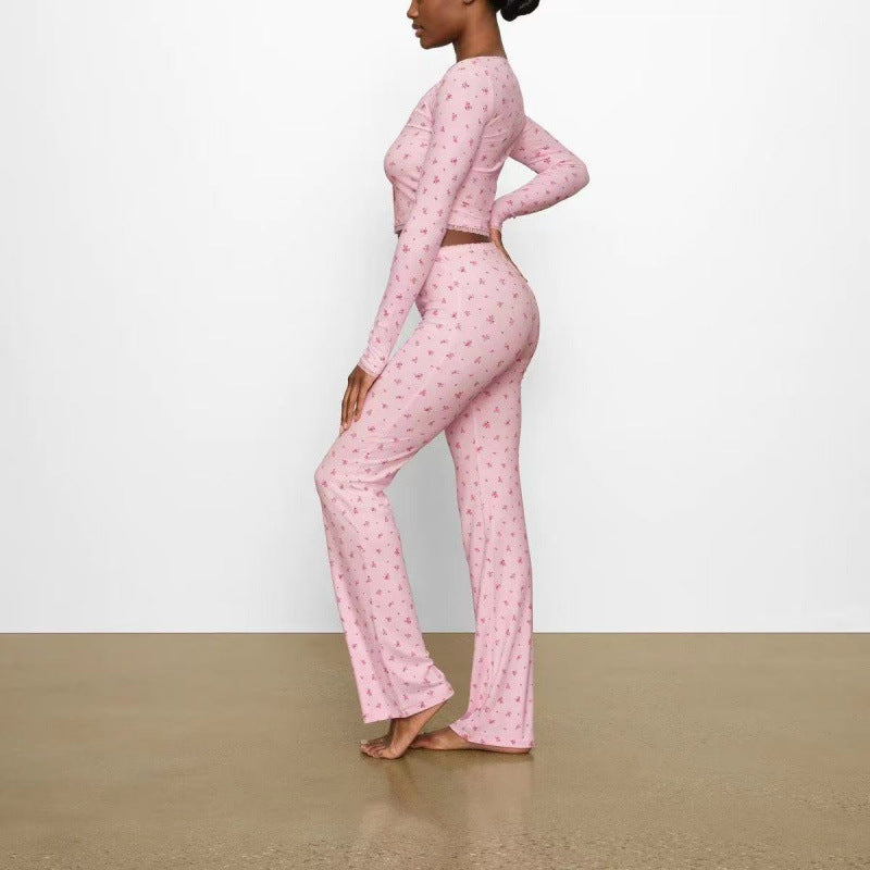 Dame Floral Print Flared Bukser Stilla