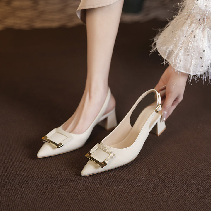 Dame Elegante Spidse Slingback Hæle med Spænde Accent Stilla