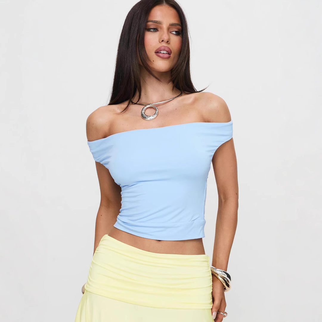 Dame Racerback Top med dyb V-hals og elegant halterdesign Skovae