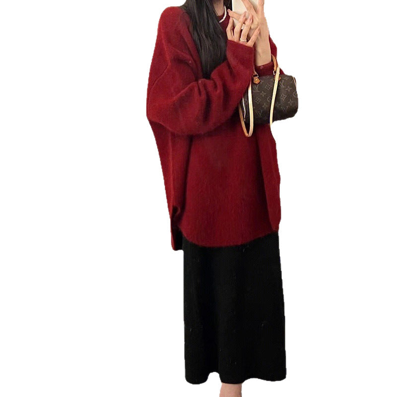 Dame hyggelig oversized sweater lavet af blødt strikmateriale med en afslappet pasform
