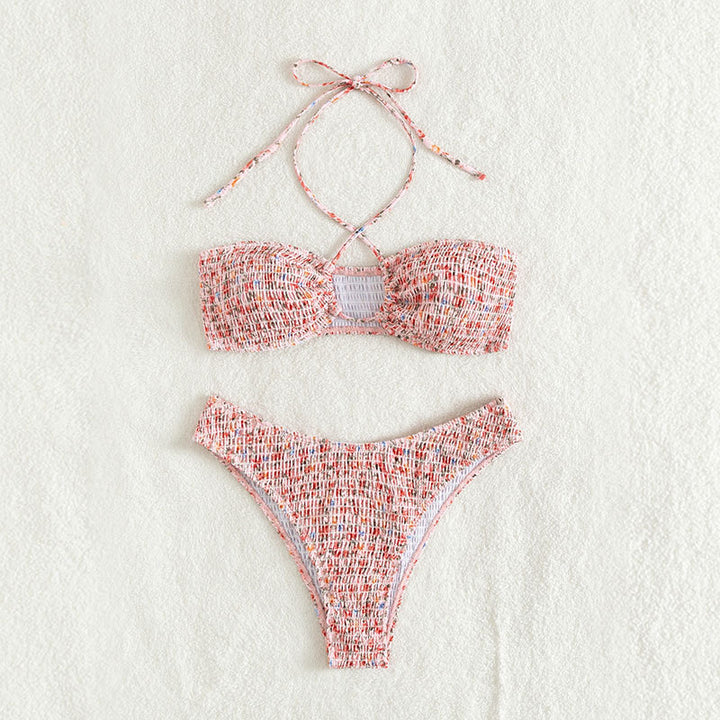 Dame Bandeau-bikini med raffineret bindebånd og højskåret slip Skovae