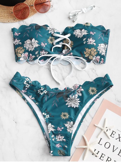 Dame Floral Snøre-Bikini-Sæt Stilla