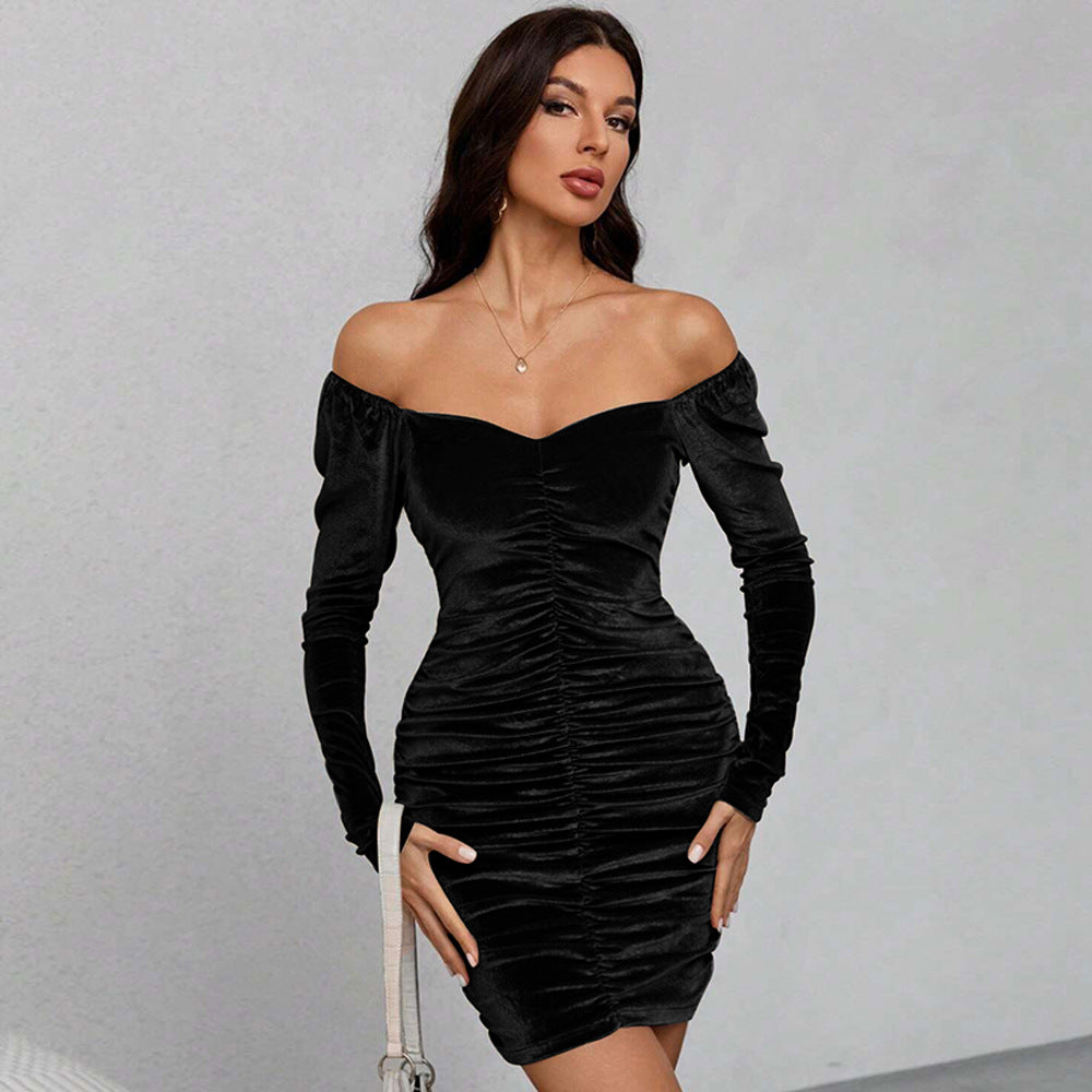 Stilla | Sexy Velours Fitted Bodycon Mini Kjole