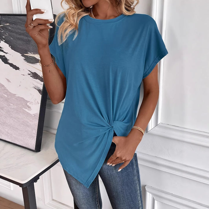 Dame afslappet tunika-shirt med knyttet design Stilla
