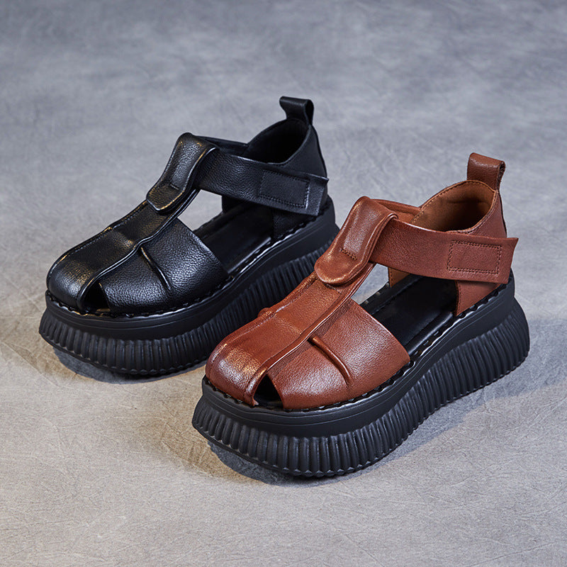 Dame Chunky Platform Open-Toe Sandaler med justerbar rem Stilla