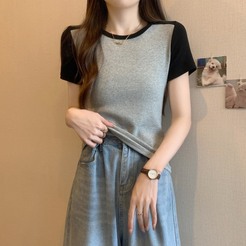 Femme Fritid Farve-blokeret Kortærmet T-shirt Stilla