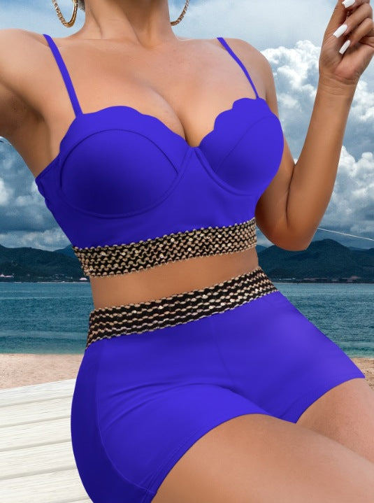 Dame bikini-sæt med cropped top og højtaljede shorts Stilla