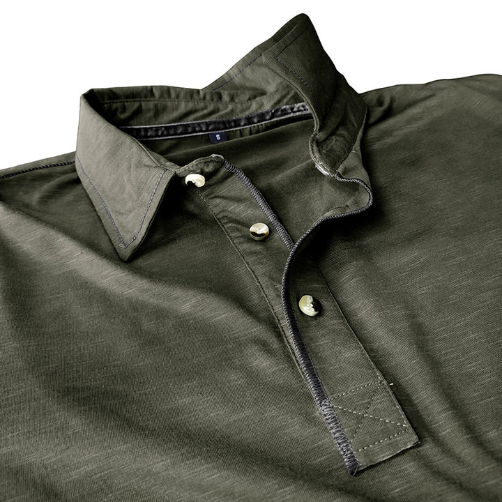 Herrer Langærmet Poloshirt med innovativ ståkrave og åndbare materialer Stilla