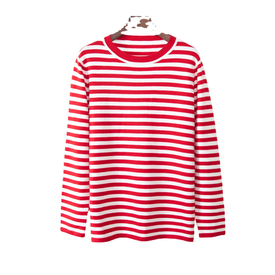Dame stribet Langærmet sweater lavet af blødt bomuldsblandings Stilla