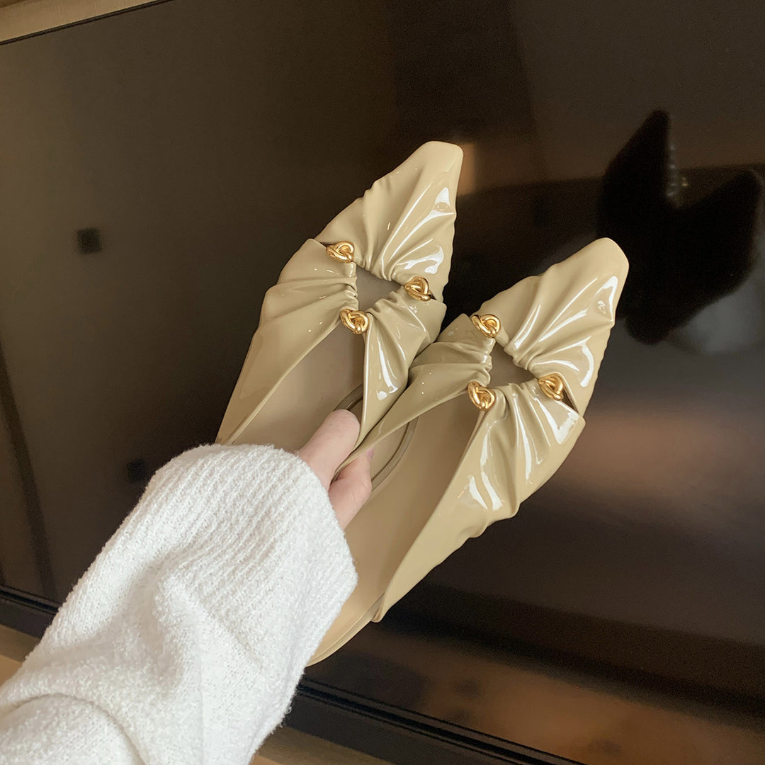 Dame Spidsesko Slip-On Mules med dekorativ knude-detail Stilla