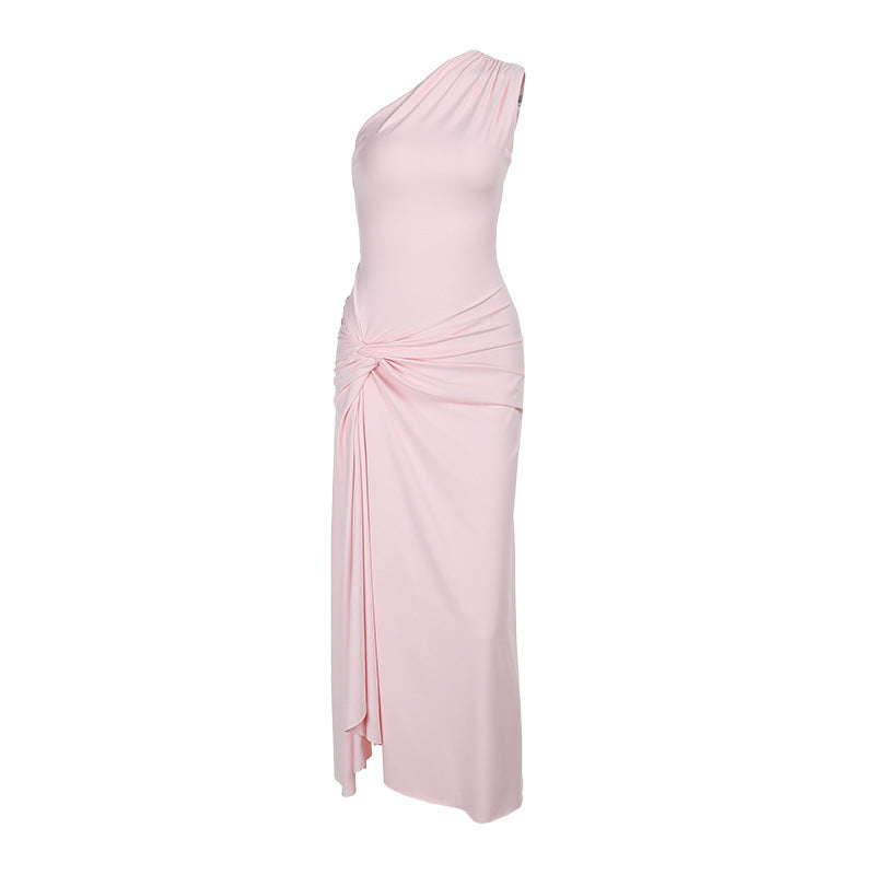 Dame Elegant One-Shoulder Maxikjole med forførende sideslids Skovae